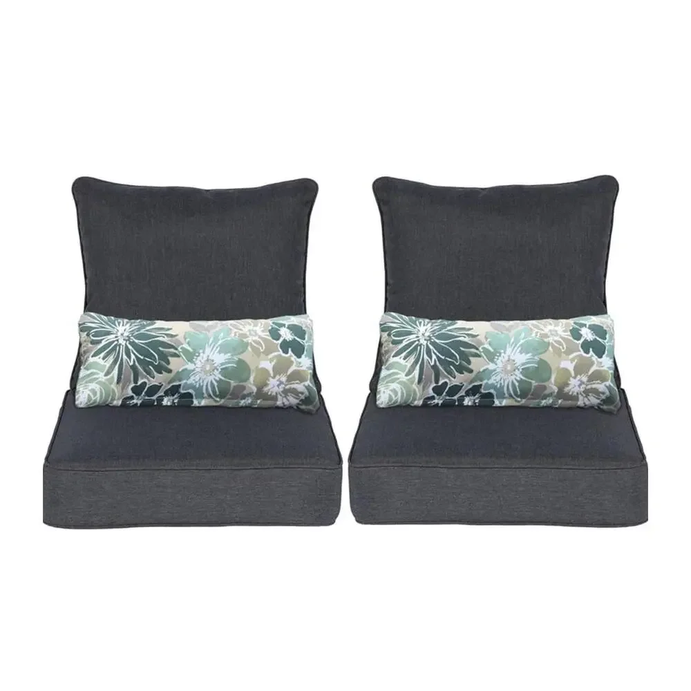 Aoodor Outdoor Chair Cushion, 23 x 25.5 Inch, Set of 2, Charcoal - Picture 2 of 6